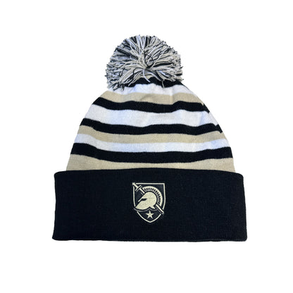 Athena Shield Striped Beanie with POM